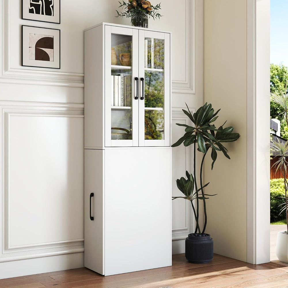 70.87" H Slim Display Storage Cabinet with 4 Tier Multi-Functional Pull-...