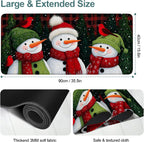 Three Snowmen Gaming Mouse Pad 35.4"x15.7"Desk Mat Anti-Slip Rubber Base & Durable Stitched Edges for Gamers Smooth Mouse Writing Surface for Desk Office/Home