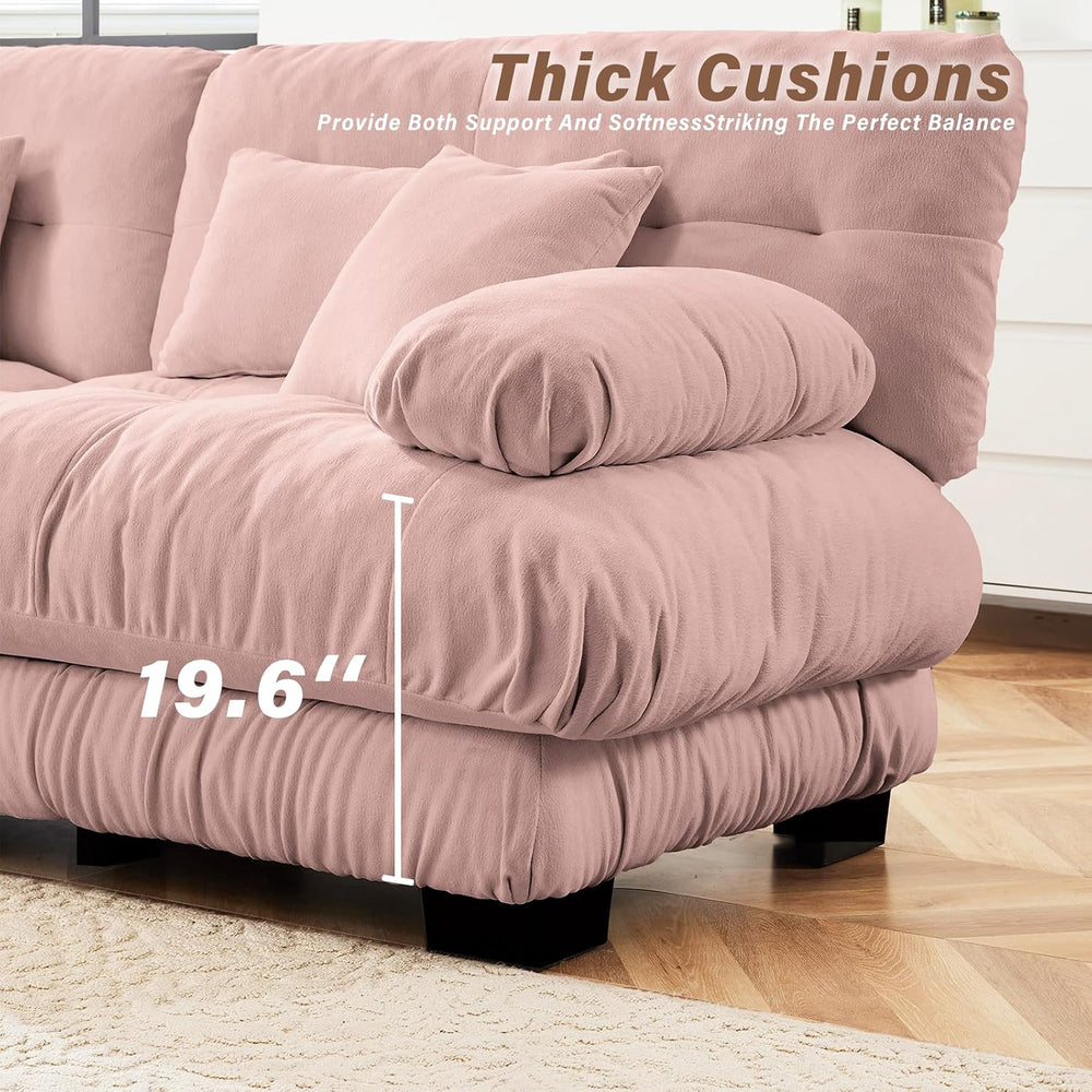 SoarFlash Velvet Sectional Sofa Ottoman, Pink