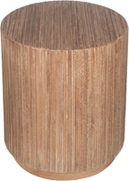 East at Main Monroe Natural Brown Teak End Table – Round Accent Table for Living Room, Bedroom, or Entryway – Solid Wood Handmade Nightstand for Coastal, Boho, and Modern Farmhouse Décor