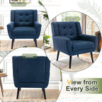 NicBex Modern Accent Chair for Living Room Upholstered Foam Filled Living Room Chairs with Metal Legs Linen Cozy Lounge Armchair for Living Room Bedroom,Blue