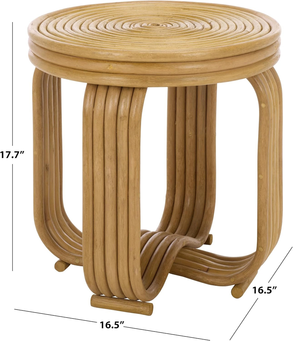 SAFAVIEH Furniture - Asleesh Round Accent Table - Natural Rattan - Fully Asse...