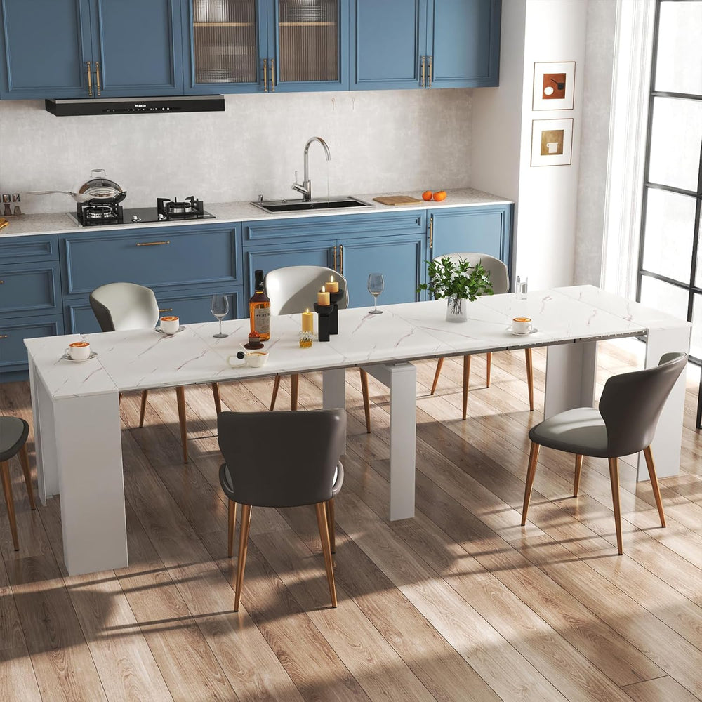 JOYSOURCE Extendable Dining Room Table for up to 12 People 20-119 inch Adjust...