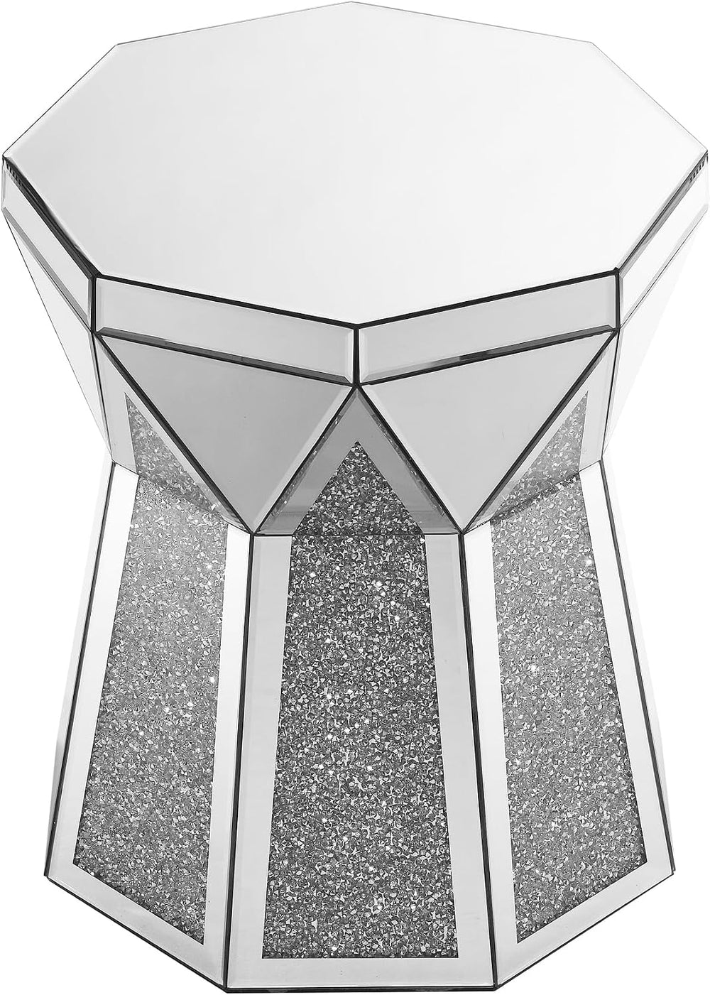 Mirrored End Tables with Polygonal Shaped,Mirrored Sofa Bedside Table Accent ...