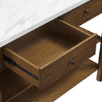 Crosley Furniture Roselyn Traditional Kitchen Island Breakfast Bar Table, Counter-Height Dining, Brown/White Marble