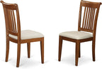 East West Furniture PLPO5-SBR-C 5 Piece Kitchen Table Set for 4 Includes an Oval Dining Room Table with Butterfly Leaf and 4 Linen Fabric Upholstered Chairs, 42x78 Inch, Saddle Brown