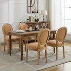 French Country Dining Chairs Set of 2, Caramel Kitchen & Dining Room Chairs Set of 2, Linen Upholstered Dining Chairs, Wood Legs, Sillas De Comedor (Fabric, Amber, 2Pcs)