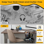 6-in-1 Under Desk Drawer Organizer with Clip On Cup Holder, Easy to Install Standing Desk Drawer Attachment, Space-Saving Clamp Organizer for Home & Office