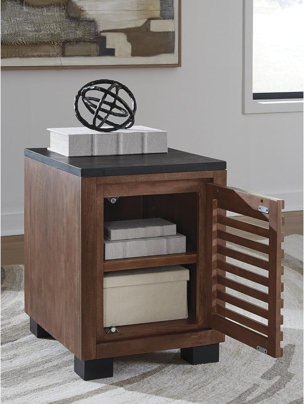 Signature Design by Ashley Kallari Industrial Chairside End Table with Cabine...