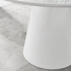 Furniturebox UK Palma White High Gloss Round Dining Table – Modern Pedestal Base – Contemporary 4–6 Seater Kitchen or Dining Room Table