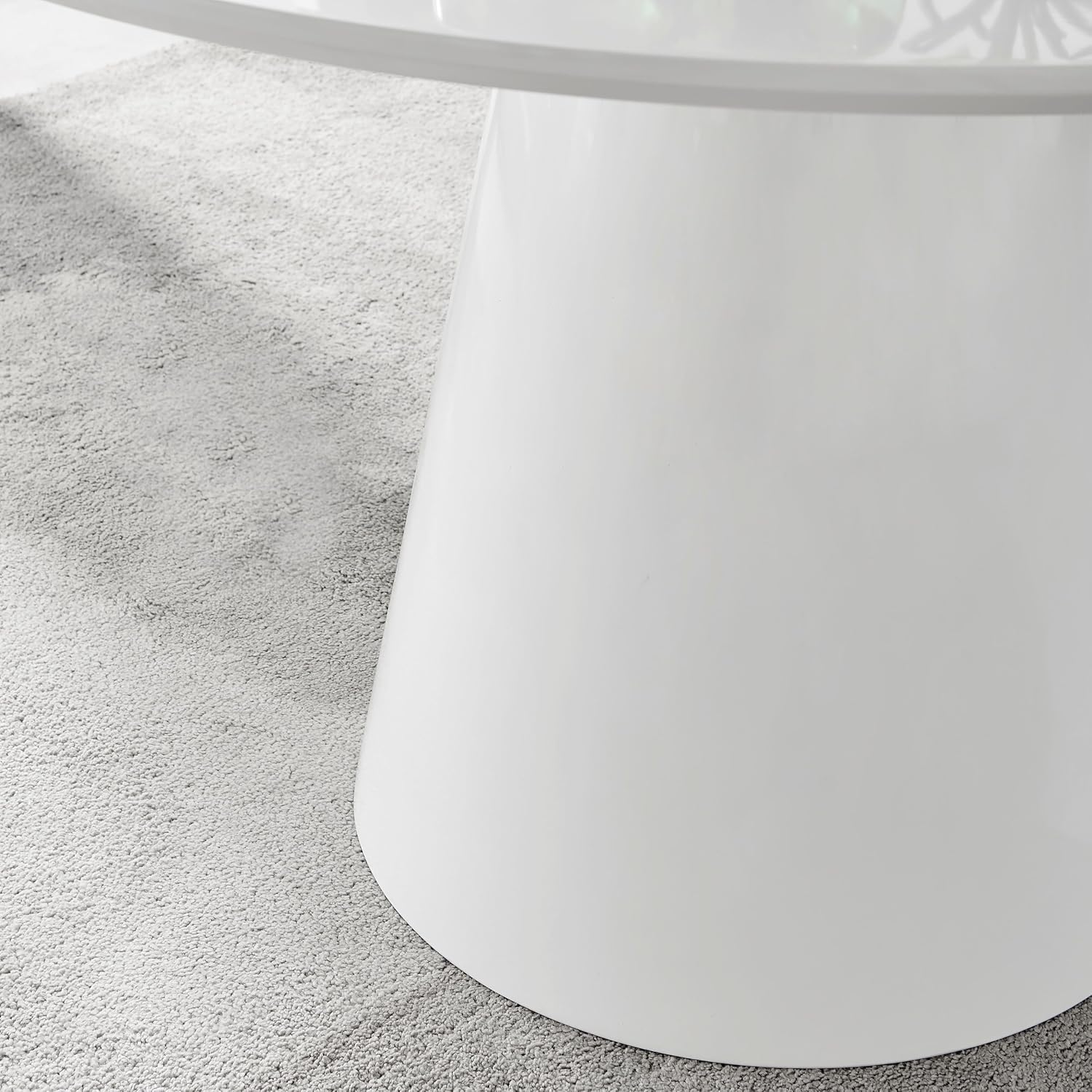 Furniturebox UK Palma White High Gloss Round Dining Table – Modern Pedestal Base – Contemporary 4–6 Seater Kitchen or Dining Room Table