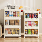 58 QT Stackable Storage Bins with Lids, Rolling Storage Cart with Clear Doors, 5 Tier Storage Utility Cart Drawer, Foldable Storage Cabinet Containers for Home, Office, Kitchen, Bedroom, White