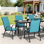 JEAREY Patio Dining Chairs Set of 4, Outdoor Stackable Dining Furniture Set, All Weather Dining Set for Lawn, Garden, Backyard, Poolside, Peacock Blue