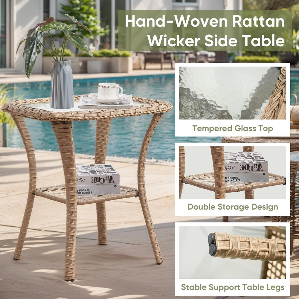 Outdoor Swivel Rocker Patio Chairs-Wicker Patio Swivel Chairs Set of 2 with S...