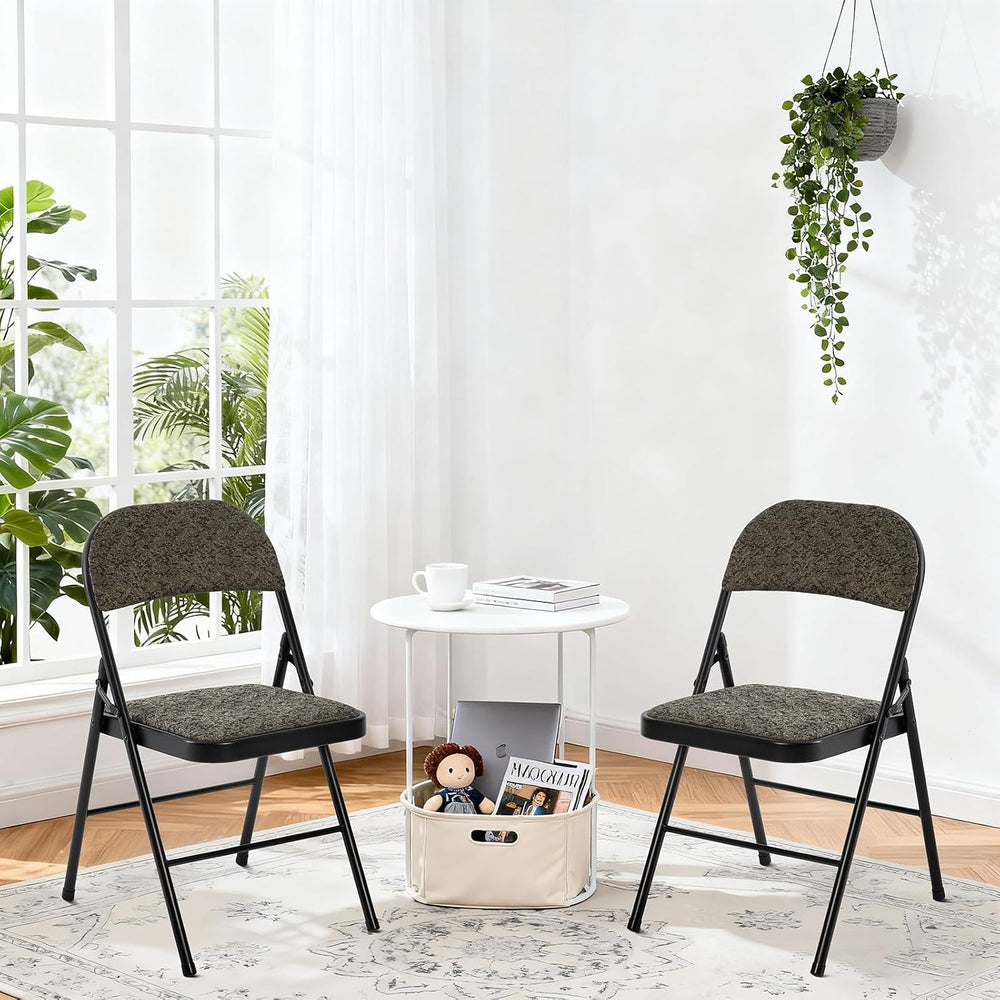 DUMOS Padded Folding Chairs 4 Pack, Foldable Dining Patio Chairs, Outdoor