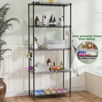 Storage Shelves,21.3" W x 11.8" D x 58.5" H Wire Shelving Unit Loads 550LBS,5-tier Adjustable Metal Utility Shelf,Garage Shelves with Liner and Hooks,Home Storage Rack for Kitchen,Laundry,Pantry