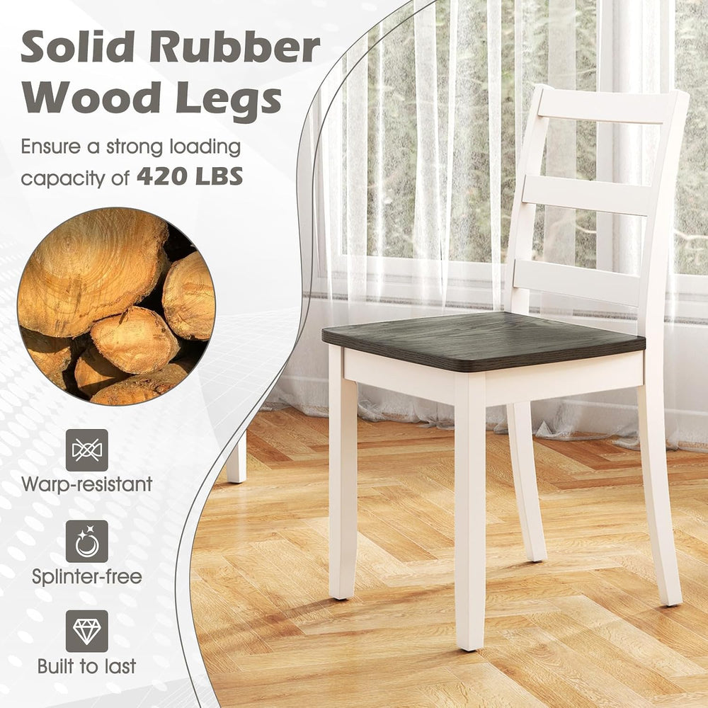 Giantex Dining Chairs, Wooden Armless Kitchen Chairs with Solid Rubber Wood L...