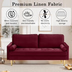 Velvet Loveseat Sofa,Mid Century Modern Small Love Seats Furniture Comfy Couch for Living Room, Upholstered 2 Seater Sofa for Small Apartment (Burgudy, 66.9 Inch)