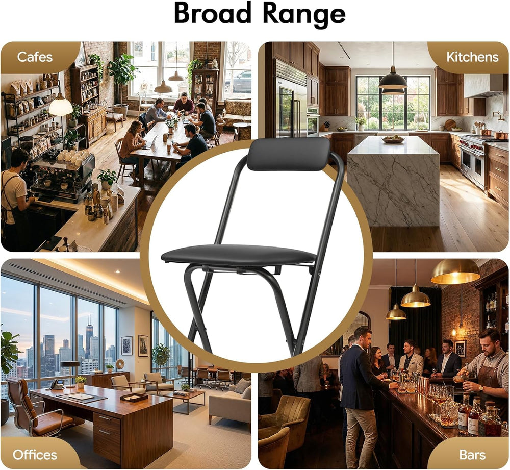 1PCS Folding Bar Stool with Back, 29inch Seat Height Collapsible Bar Stool, C...