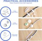 Cable Organizer Box Set of Three, Power Cover Cord Holder Surge Protector for Desk (White)