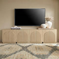 Yechen Fluted TV Stand with Arched Reeded Design Doors, Modern Entertainment Center with Storage for Up to 98", TV Media Console, TV Cabinet for Living Room, Bedroom/Natural Oak(2 PCS)