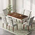 Stylish Dining Chairs Set of 6, Upholstered Parsons Dining Room Chair with Nailhead Trim, Kitchen Room Chair with Thick Cushions and Wood Legs, Nailhead Trim, SKY2050A-01
