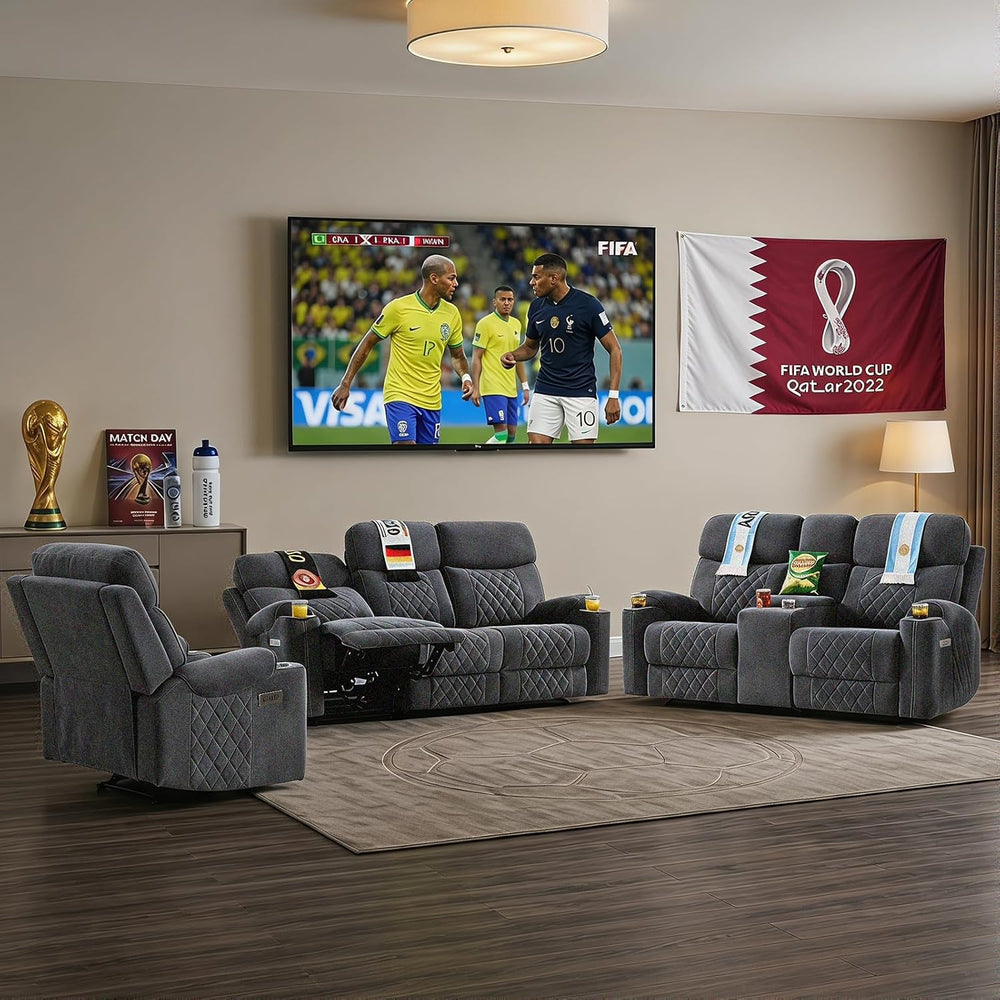 HAOMARKETS 2-Piece Power Recliner Sofa Set with Charging Port, Include 2-Seat...