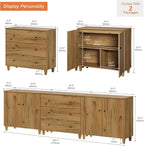 WAMPAT TV Stand Cabinets for 100+ Inches TVs, 3-in-1 Wood Media Console Table with Doors and Drawers, Modern Highboy Entertainment Center with Storage for Living Room Bedroom, Oak Brown