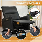 Power Swivel Rocker Recliner Chair for Nursery, Upholstered 270° Swivel Glider Chair with USB Ports, Power Recliners for Small Spaces Living Room