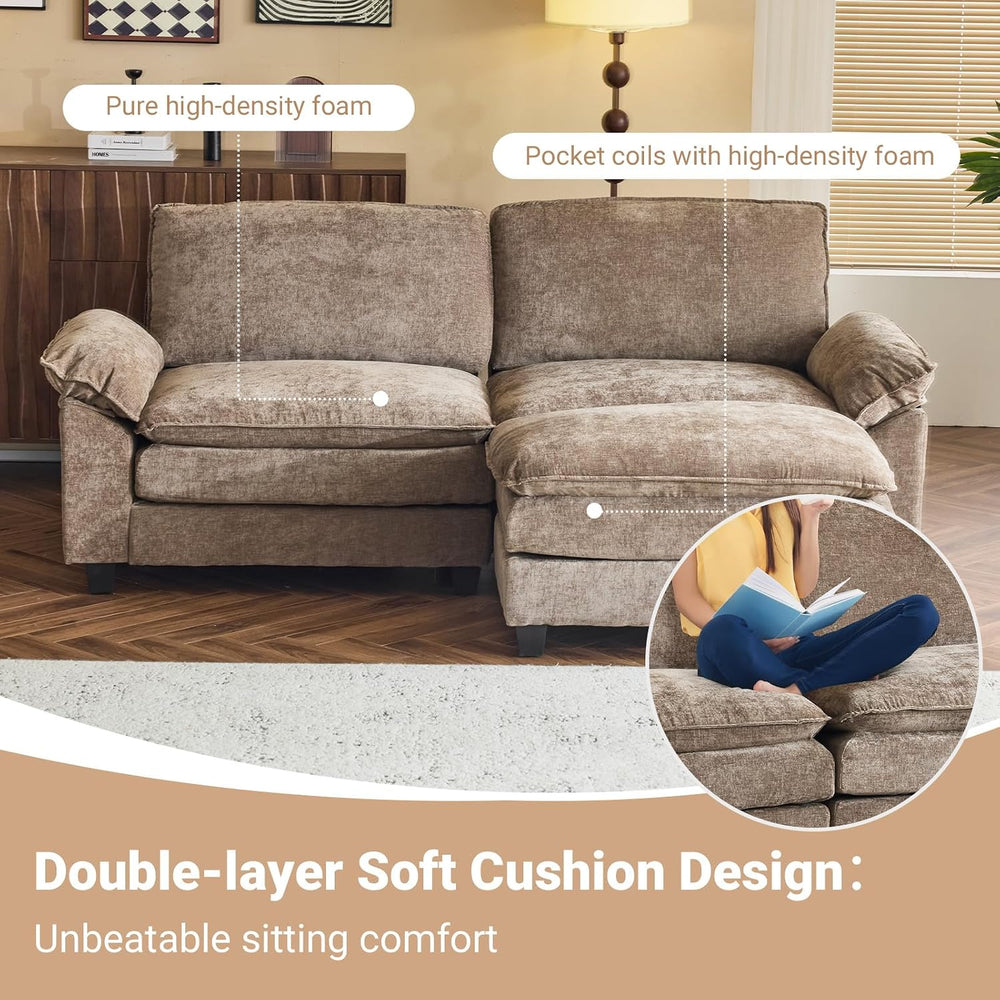 VINGLI 87" Convertible Sectional Loveseat Sofa with Deep Seat &Movab...