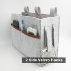 Bedside Caddy, Felt Bedside Storage Organizer, Hanging Storage Bag, Chair Organizer Caddy, Remote, Magazine, Drink Bottle Holder for Hospital, Dorm Bed, Baby Stuff, Office (Light Grey Small)
