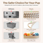 Golden Retriever and Lab Dog Toy Basket, Cotton Rope Storage Bin, 15x11 in | Pet Toy Storage, Blanket and Leash Organizer, Soft Felt Puppy Patch, Dog Mom Gift, Living Room and Crate Side Bin, Spot Clean