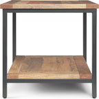 SIMPLIHOME Skyler SOLID MANGO WOOD and Metal 22 inch Wide Square Industrial End Table in Natural for the Living Room and Bedroom