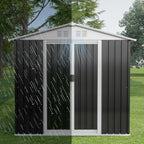 6FT x 4FT Outdoor Sheds Storage Anti-Corrosion Utility Tool House with Lockable Door & Shutter Vents Outdoor Waterproof Garden Tool Metal Storage Sheds（with Metal Foundation）