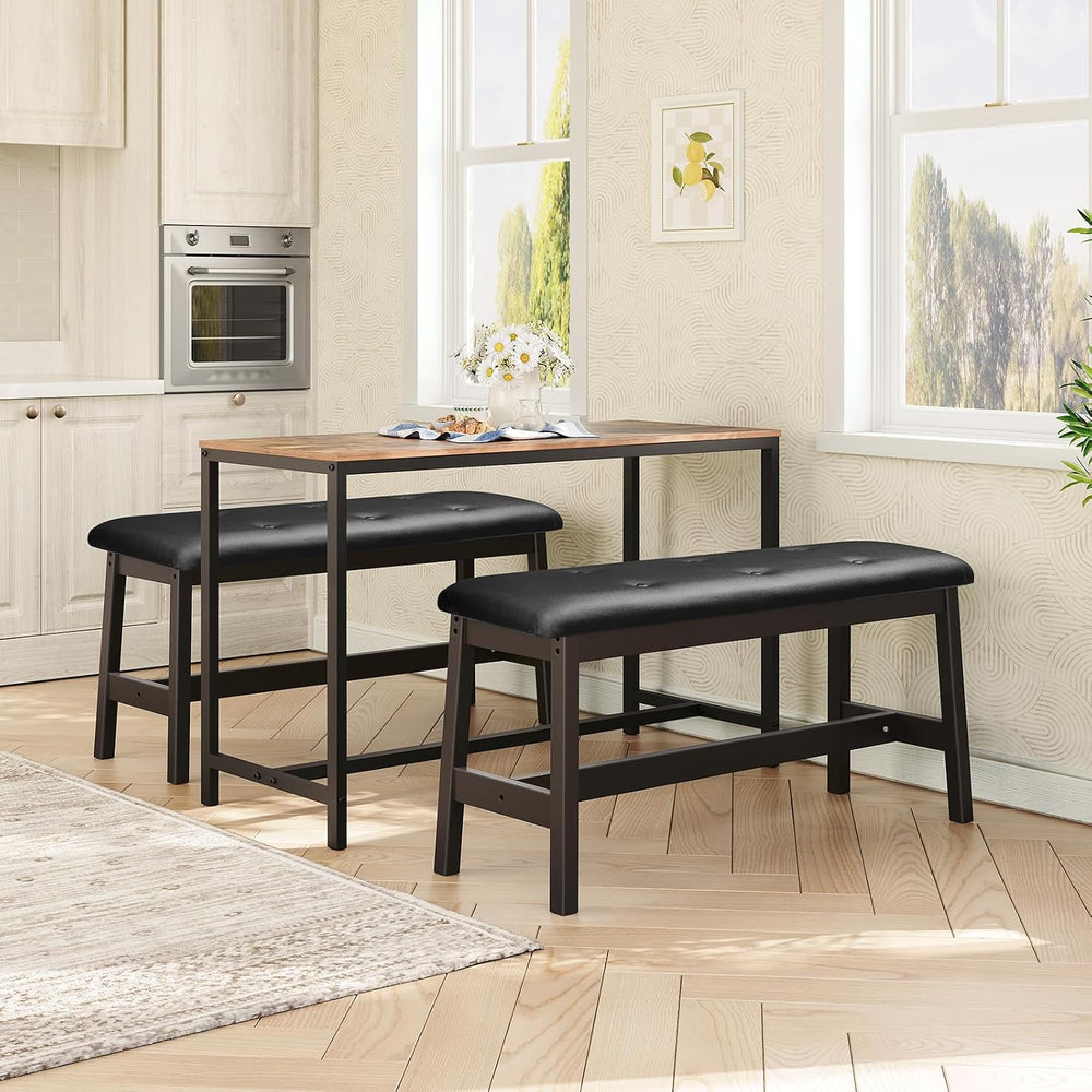 HOOBRO Dining Bench, Bamboo Dining Room Bench with PU Leather Upholstered Sea...