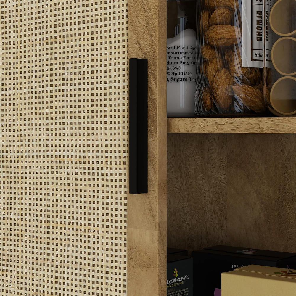 72" Tall Kitchen Pantry Storage Cabinet, Freestanding Buffet with 4 Ratt...