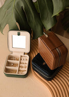 S.Leaf Travel Jewelry Organizer Boxes for Women Small Portable Necklace Earrings Bracelet Rings Travel Case Best Friend Birthday Gifts for Women Trendy (09_Pattern_Crocodile_Emerald_01)