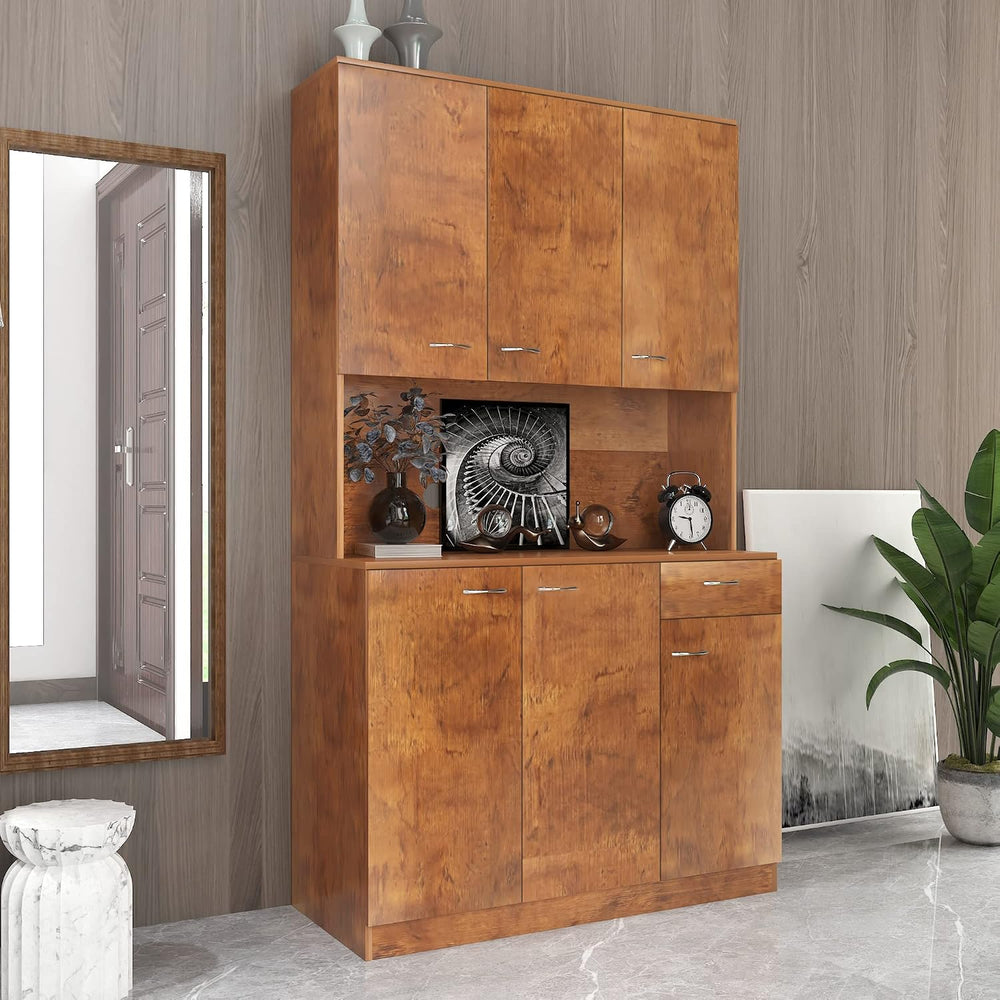 LUMISOL Pantry Sideboard, Solid Wood Kitchen Pantry Storage Cabinet, 70.87” T...