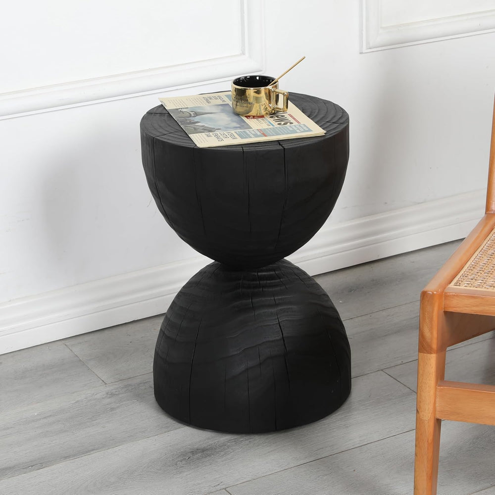 12.2 * 18.11" Solid Mango Wood Round Side Table,Contemporary Wooden Acce...