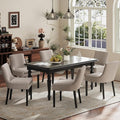 Dining Chairs Set of 6, Upholstered Corduroy Dining Room Chair with Wood Legs, Mid-Back Padded Kitchen Side Chairs for Dining Room, Camel