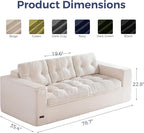 MAXYOYO 79" Loveseat Sofa Couch for Small Spaces, Upholstered Boneless Cloud Couch for Apartment Bedroom, 2-Seater Love Seat Floor Modern Sofa with Pillows, No Assembly Required, Beige