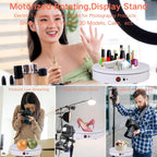 JAYEGT Motorized Rotating Display Stand, 350Lbs Load，360 Degree Electric Rotating Turntable for Photography Products Display，Live Show,Remote Control +5 Colors Backgrounds (White/11.8inch / Wired)