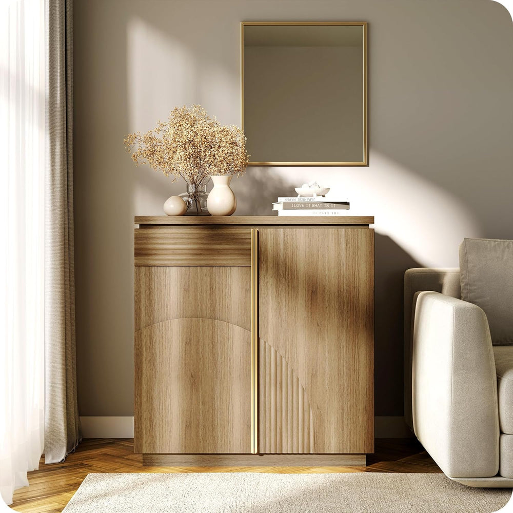 BELLEZE 94'' Mid Century Modern Sideboard Cabinet, Wood Arched Accent...
