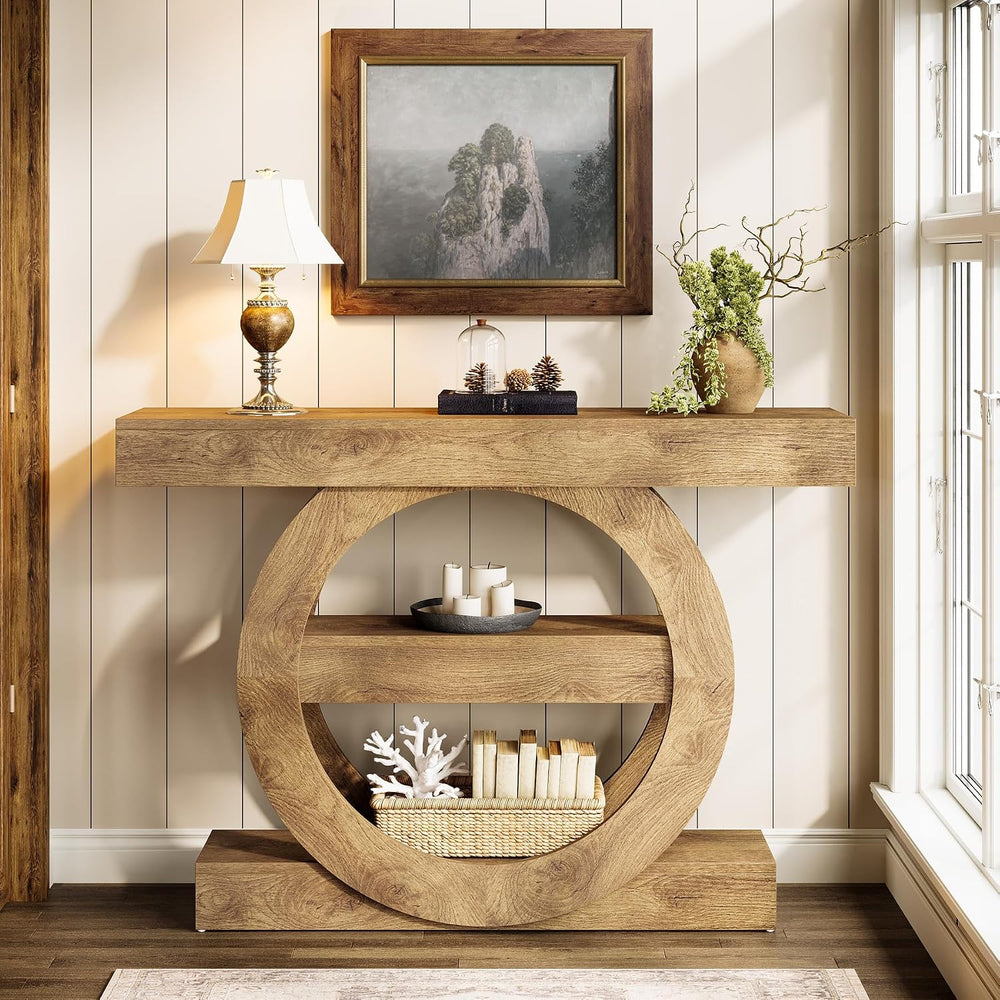 Tribesigns 41-Inch Entryway Table with Storage, 3-Tier Farmhouse Console Tabl...