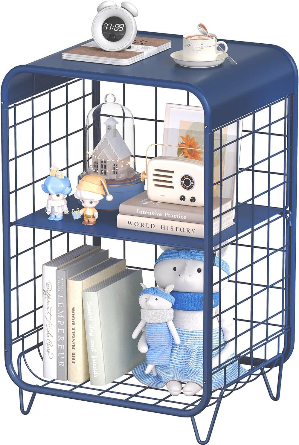APEXCHASER Cute Nightstand,Metal Side Table,3-Tier Modern End Table with Stor...