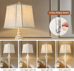 Rustic Floor Lamp 65'' Tall with Nightlight Cut Corner Linen Fabric Shade Vintage Standing Lamp for Living Room, Bedroom, Office, House (Bulb Included)