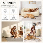 Pamapic 59" Teddy Fabric Bean Bag Chair, 2 Seat Loveseat Sofa,Teddy Fabric Sofa Bed for Adults,Fit Living Room, Bedroom,Outdoor Spaces,Fluffy Comfort Washable Cover,72h Rebound,White
