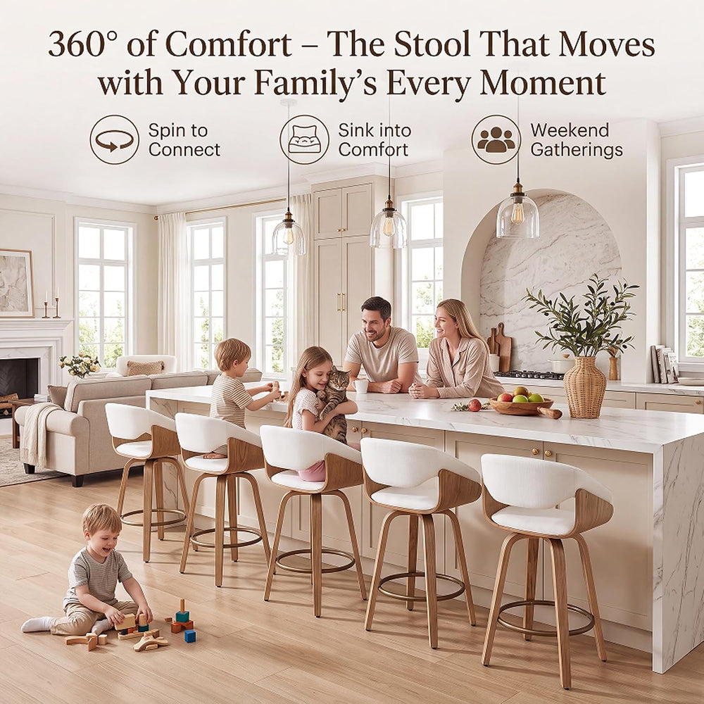 26'' Modern Barrel Swivel Counter Stools Counter Height Swivel Bar St...