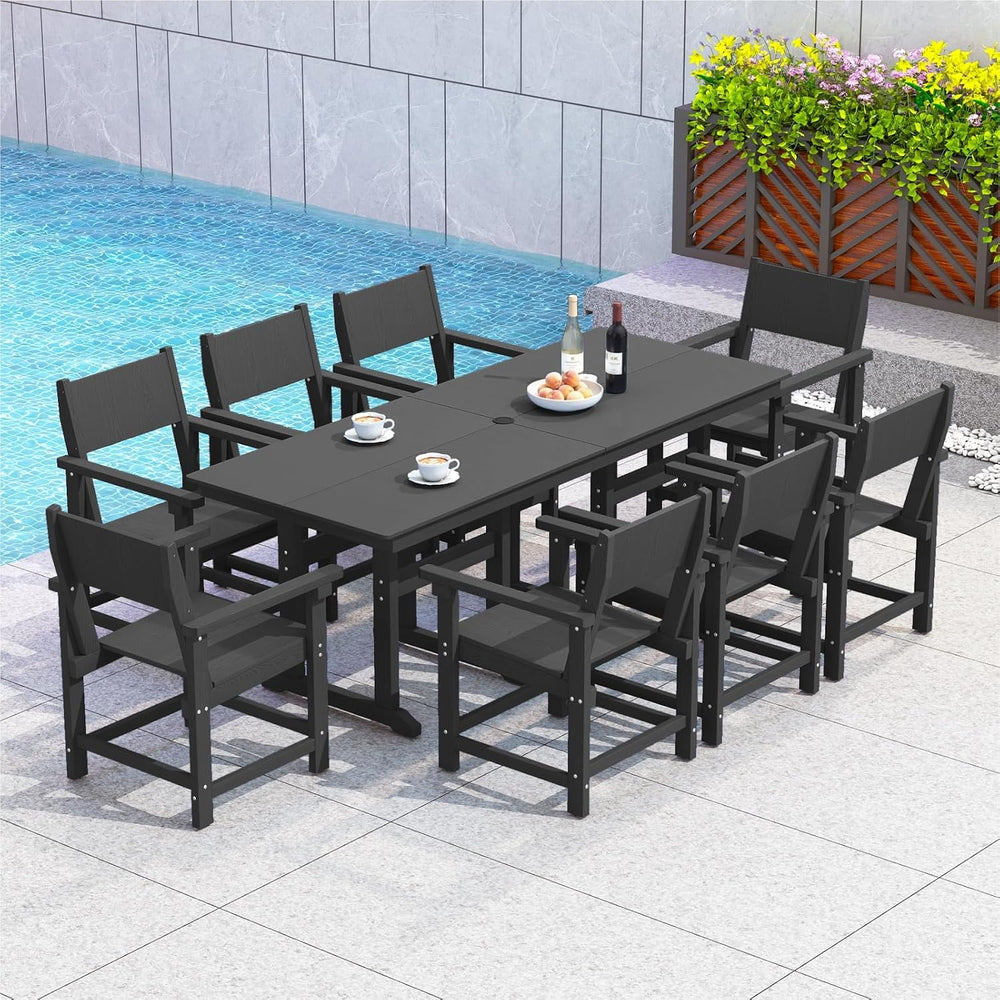 9-Piece HDPE Outdoor Patio Dining Set,Outdoor Table and Chairs,Modern Plastic...