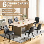 CLIPOP Dining Chairs Set of 6, Upholstered Kitchen Chairs with Comfortable Faux Leather Seat, Metal Legs, Modern Black Leather Dining Chairs, Easy Assembly